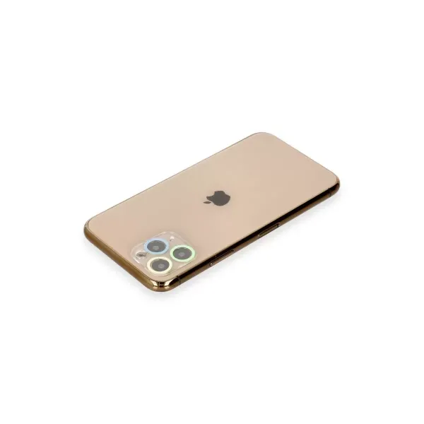 Apple İphone 11 Pro Renkli Kamera Lens Koruma Cam - Yeşil-sarı