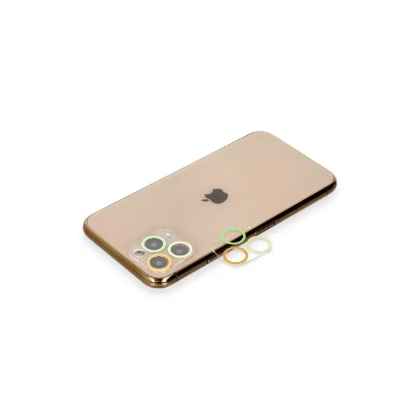 Apple İphone 11 Pro Renkli Kamera Lens Koruma Cam - Pembe-mavi