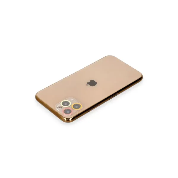 Apple İphone 11 Pro Max Renkli Kamera Lens Koruma Cam - Turuncu-kırmızı