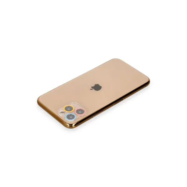 Apple İphone 11 Pro Max Renkli Kamera Lens Koruma Cam - Pembe-mavi