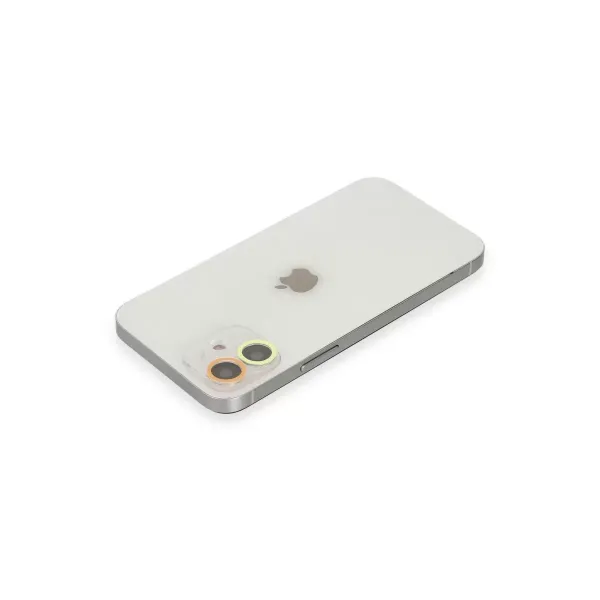 Apple İphone 12 Renkli Kamera Lens Koruma Cam - Sarı-turuncu