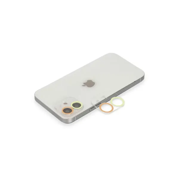 Apple İphone 12 Mini Renkli Kamera Lens Koruma Cam - Sarı-turuncu