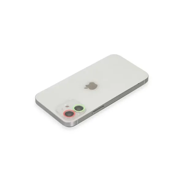 Apple İphone 12 Mini Renkli Kamera Lens Koruma Cam - Yeşil-pembe