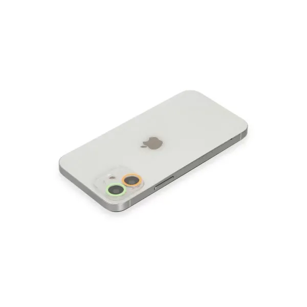 Apple İphone 12 Mini Renkli Kamera Lens Koruma Cam - Turuncu-yeşil