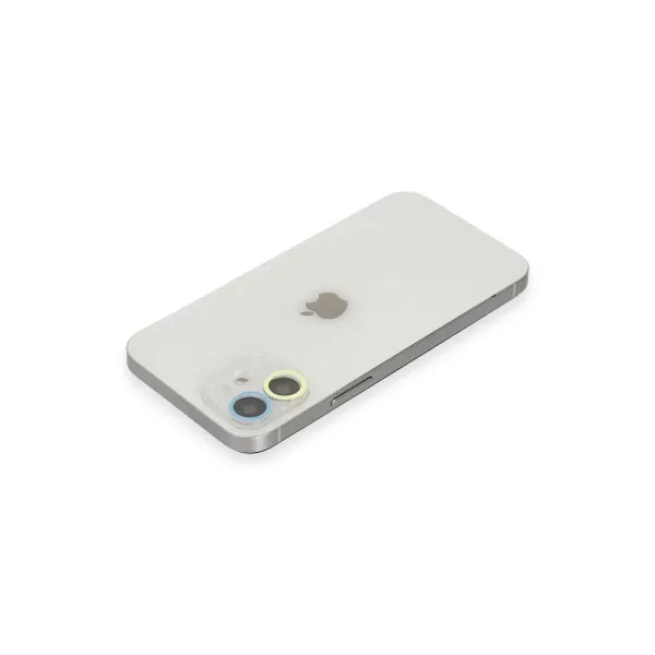 Apple İphone 12 Mini Renkli Kamera Lens Koruma Cam - Sarı-mavi