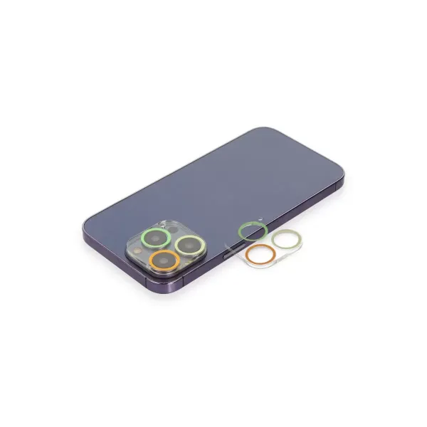 Apple İphone 12 Pro Renkli Kamera Lens Koruma Cam - Sarı-turuncu