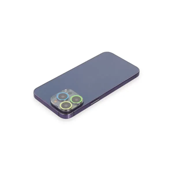Apple İphone 12 Pro Renkli Kamera Lens Koruma Cam - Yeşil-sarı