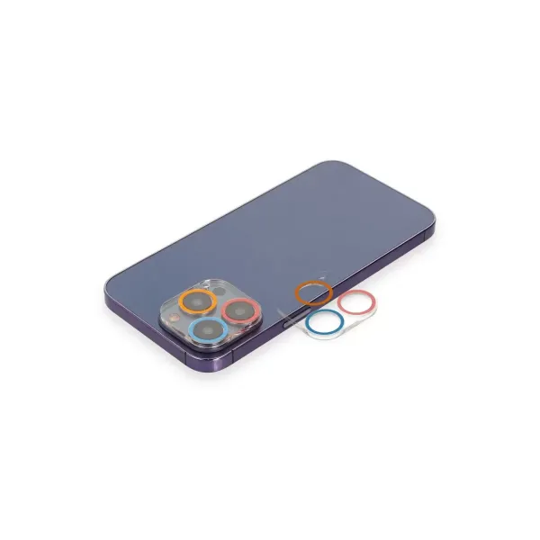Apple İphone 12 Pro Renkli Kamera Lens Koruma Cam - Pembe-mavi