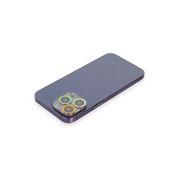 Apple İphone 12 Pro Max Renkli Kamera Lens Koruma Cam - Sarı-turuncu