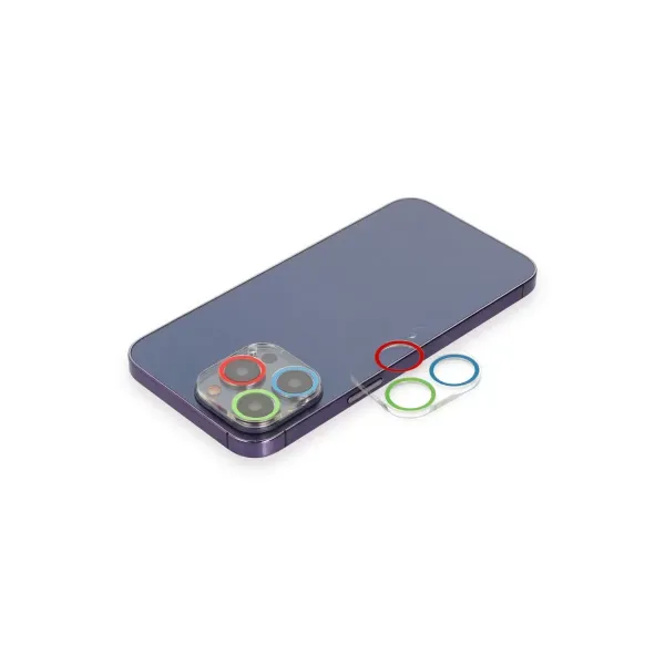 Apple İphone 12 Pro Max Renkli Kamera Lens Koruma Cam - Mavi-yeşil