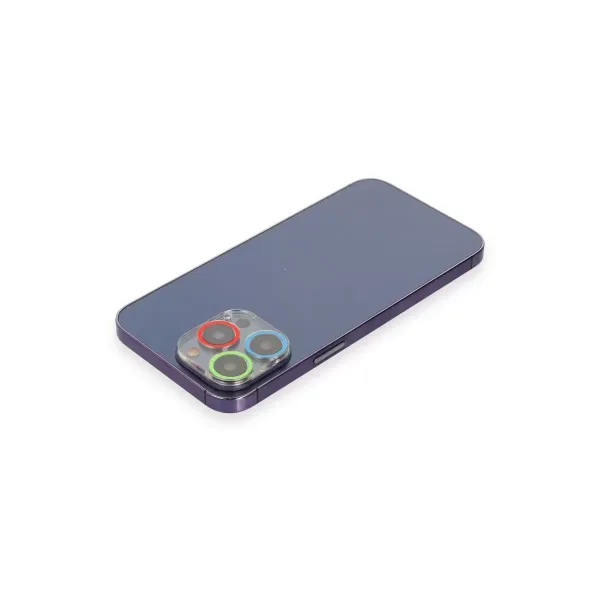 Apple İphone 12 Pro Max Renkli Kamera Lens Koruma Cam - Mavi-yeşil