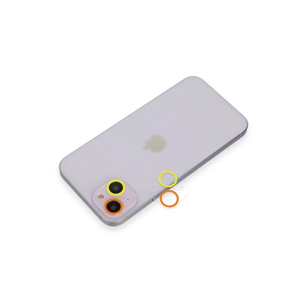 Apple İphone 13 Renkli Kamera Lens Koruma Cam - Sarı-turuncu