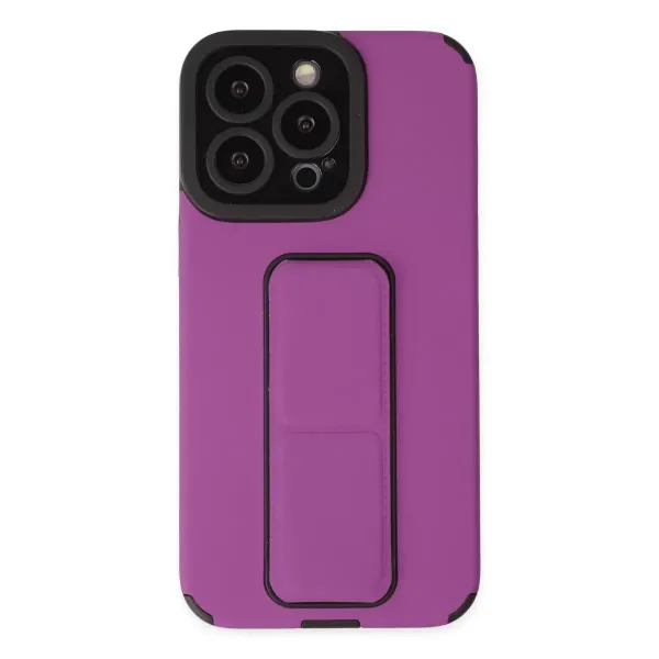 Apple İphone 13 Pro Kılıf Mega Standlı Silikon - Mor
