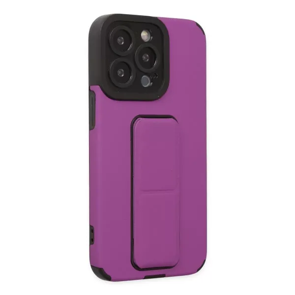 Apple İphone 13 Pro Max Kılıf Mega Standlı Silikon - Mor