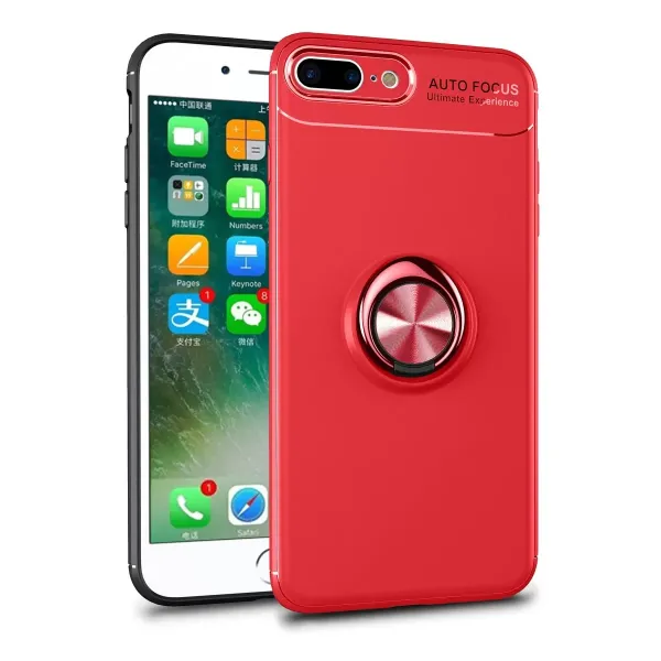 Apple İphone 7 Plus Kılıf Range Yüzüklü Silikon - Kırmızı