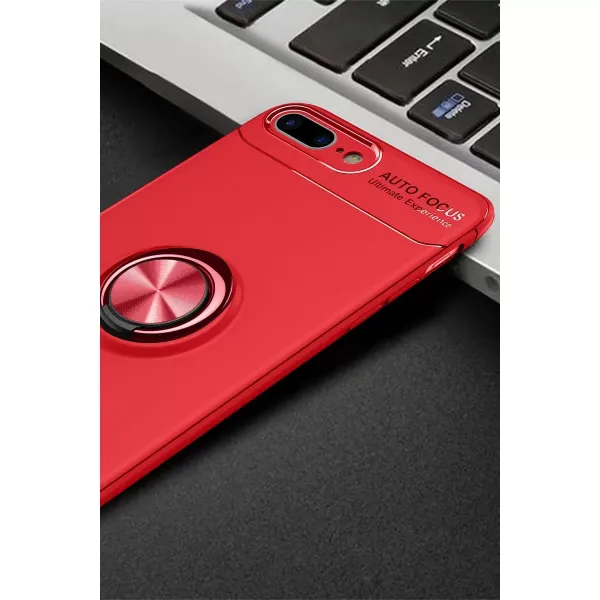 Apple İphone 7 Plus Kılıf Range Yüzüklü Silikon - Kırmızı
