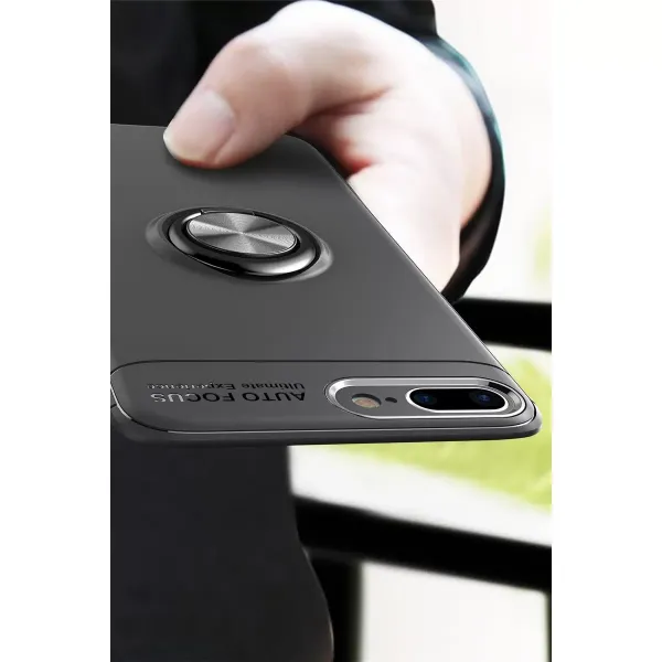 Apple İphone 7 Plus Kılıf Range Yüzüklü Silikon - Kırmızı
