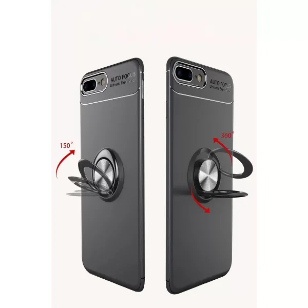 Apple İphone 7 Plus Kılıf Range Yüzüklü Silikon - Kırmızı