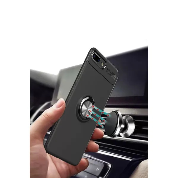 Apple İphone 7 Plus Kılıf Range Yüzüklü Silikon - Kırmızı