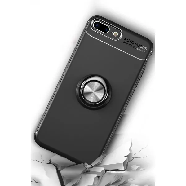 Apple İphone 7 Plus Kılıf Range Yüzüklü Silikon - Kırmızı