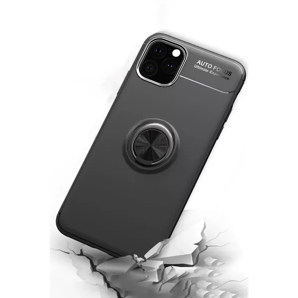 Apple İphone 11 Pro Max Kılıf Range Yüzüklü Silikon - Siyah