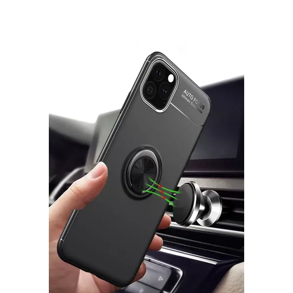 Apple İphone 11 Pro Max Kılıf Range Yüzüklü Silikon - Siyah