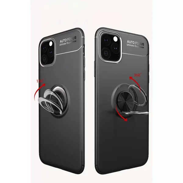 Apple İphone 11 Pro Max Kılıf Range Yüzüklü Silikon - Kırmızı