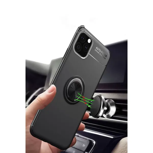 Apple İphone 11 Pro Kılıf Range Yüzüklü Silikon - Siyah