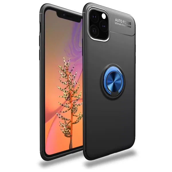 Apple İphone 11 Pro Kılıf Range Yüzüklü Silikon - Siyah-mavi