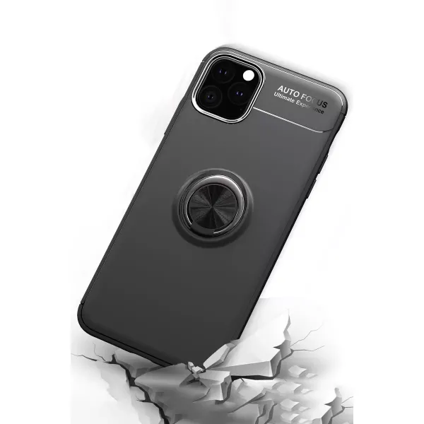 Apple İphone 11 Pro Kılıf Range Yüzüklü Silikon - Siyah-mavi