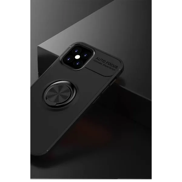 Apple İphone 12 Mini Kılıf Range Yüzüklü Silikon - Siyah
