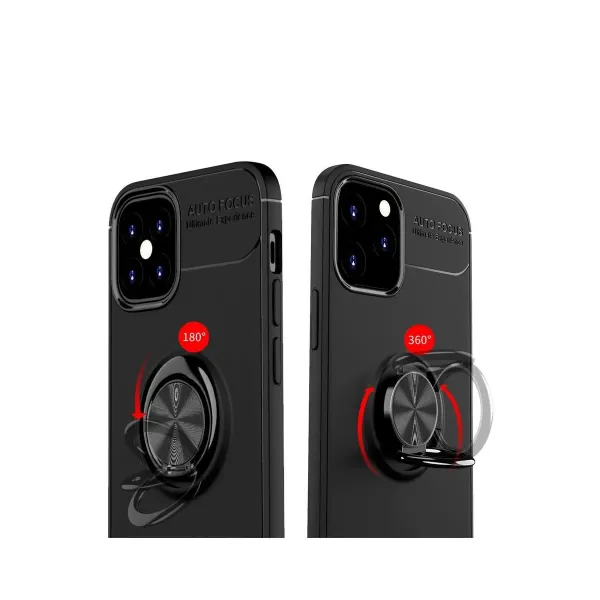 Apple İphone 12 Mini Kılıf Range Yüzüklü Silikon - Siyah