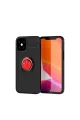 Apple İphone 12 Mini Kılıf Range Yüzüklü Silikon - Siyah-kırmızı