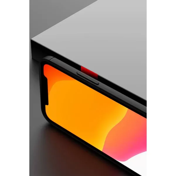 Apple İphone 12 Mini Kılıf Range Yüzüklü Silikon - Siyah-kırmızı