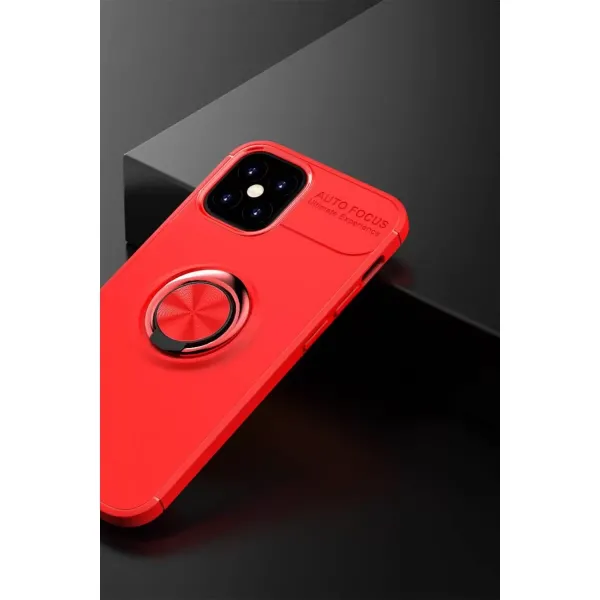 Apple İphone 12 Mini Kılıf Range Yüzüklü Silikon - Kırmızı