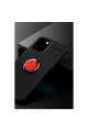 Apple İphone 12 Kılıf Range Yüzüklü Silikon - Siyah-kırmızı