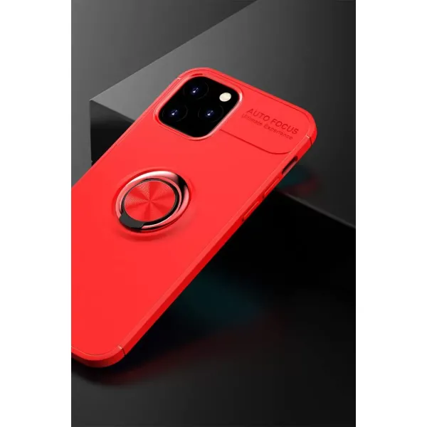 Apple İphone 12 Kılıf Range Yüzüklü Silikon - Kırmızı