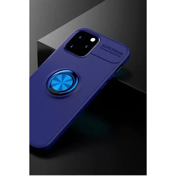 Apple İphone 12 Kılıf Range Yüzüklü Silikon - Mavi