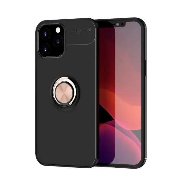 Apple İphone 12 Pro Max Kılıf Range Yüzüklü Silikon - Siyah-gold