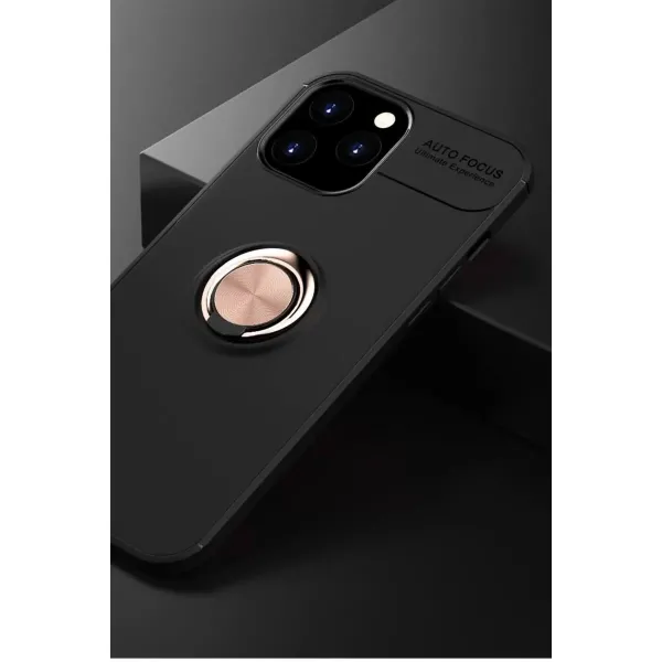 Apple İphone 12 Pro Max Kılıf Range Yüzüklü Silikon - Siyah-gold