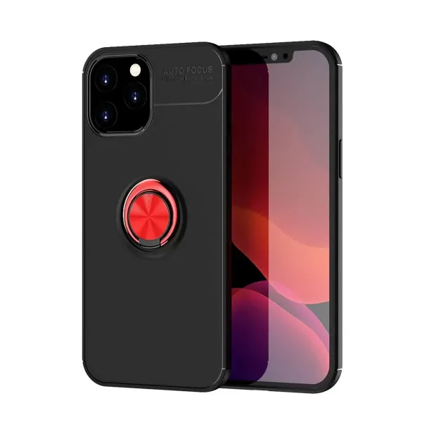 Apple İphone 12 Pro Max Kılıf Range Yüzüklü Silikon - Siyah-kırmızı