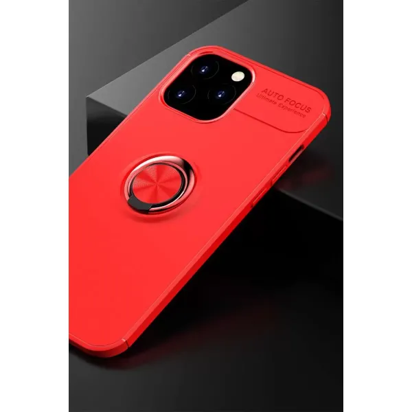 Apple İphone 12 Pro Max Kılıf Range Yüzüklü Silikon - Kırmızı