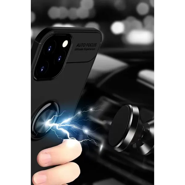 Apple İphone 12 Pro Max Kılıf Range Yüzüklü Silikon - Kırmızı