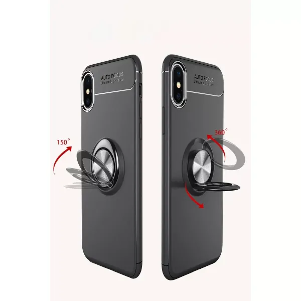 Apple İphone Xs Max Kılıf Range Yüzüklü Silikon - Siyah