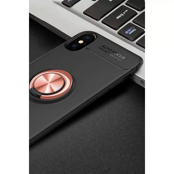 Apple İphone Xs Max Kılıf Range Yüzüklü Silikon - Siyah-gold