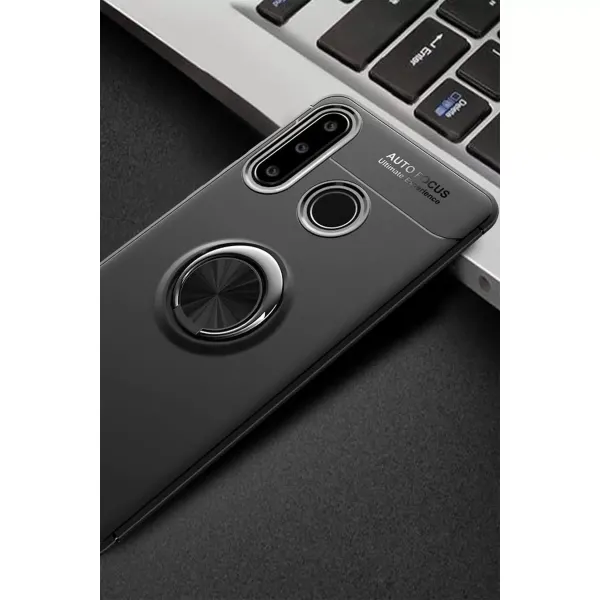 Huawei Y6p Kılıf Range Yüzüklü Silikon - Siyah