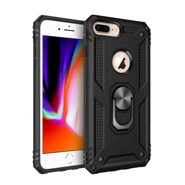 Apple İphone 7 Plus Kılıf Sofya Yüzüklü Silikon Kapak - Siyah