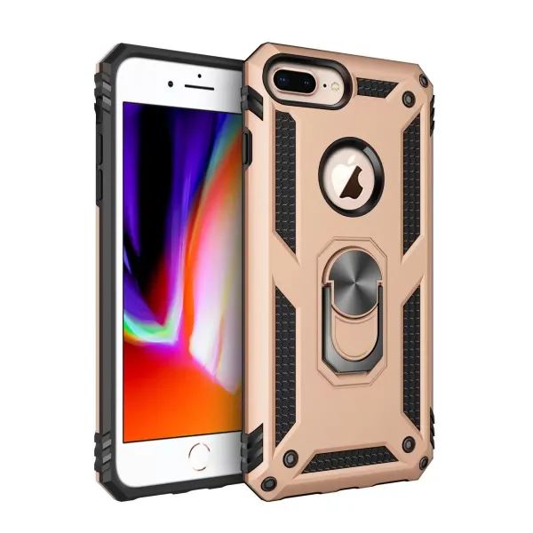 Apple İphone 7 Plus Kılıf Sofya Yüzüklü Silikon Kapak - Gold