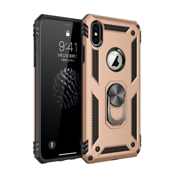 Apple İphone Xs Max Kılıf Sofya Yüzüklü Silikon Kapak - Gold