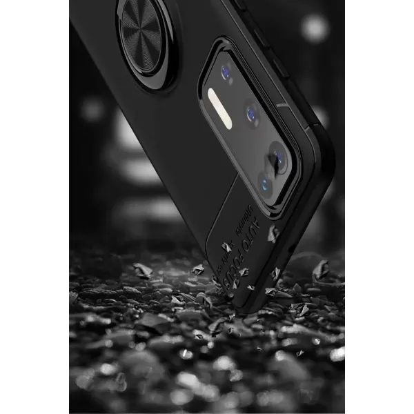 Huawei P40 Kılıf Range Yüzüklü Silikon - Siyah-kırmızı
